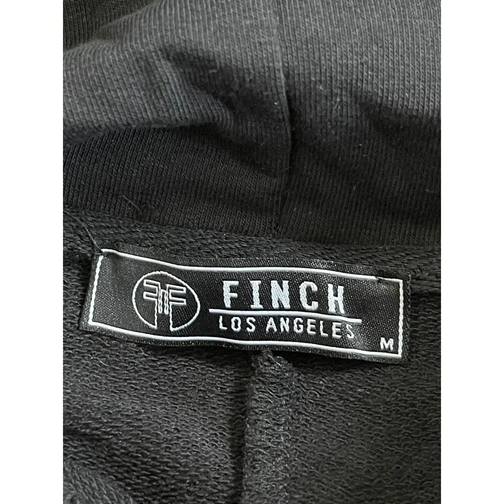 Los Angeles Fitch Hoodie Mens Medium Beaded Black Sweatshirt Oversized N151